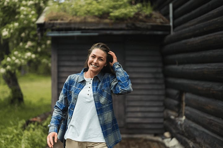 Bergans Women's Nordmarka Flannel Shirt Green Mud/navy Blue Check Bergans
