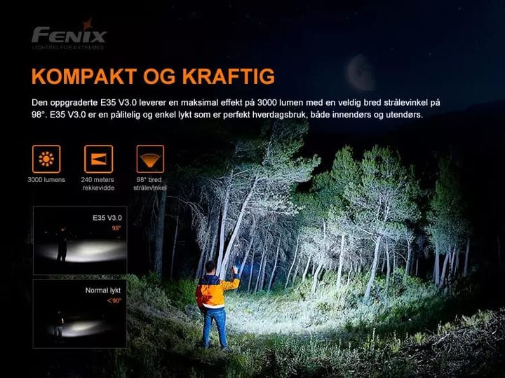 Fenix Fenix E35 V3 Led Lykt 3000lm Kraftig Oppladbar Lommelykt 5000mah Fenix Fenix Fenix E35 V3 Led Lykt 3000lm Kraftig Oppladbar Lommelykt 5000mah Fenix