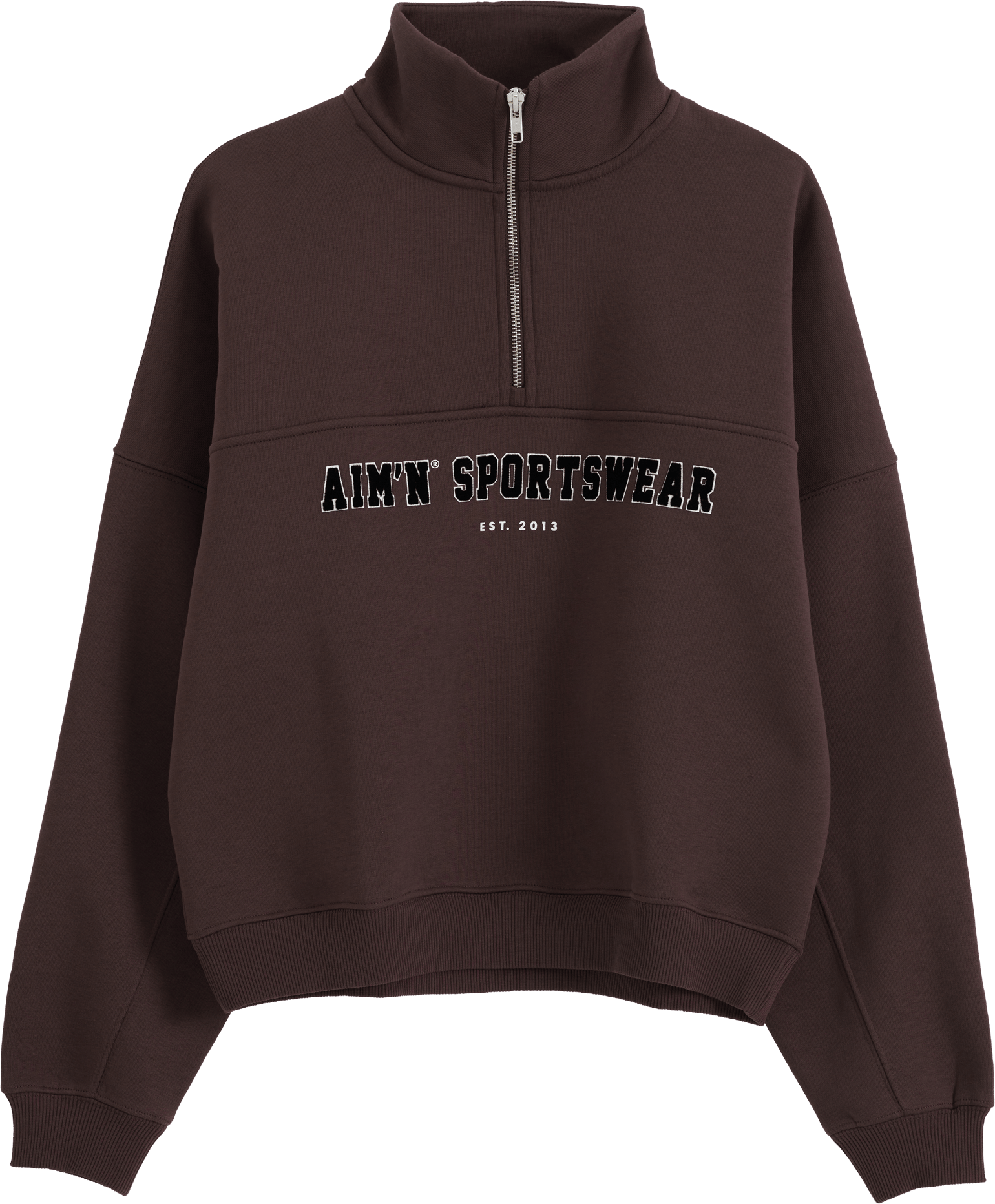 Aim'n Women's Varsity Sweat Half Zip Chocolate