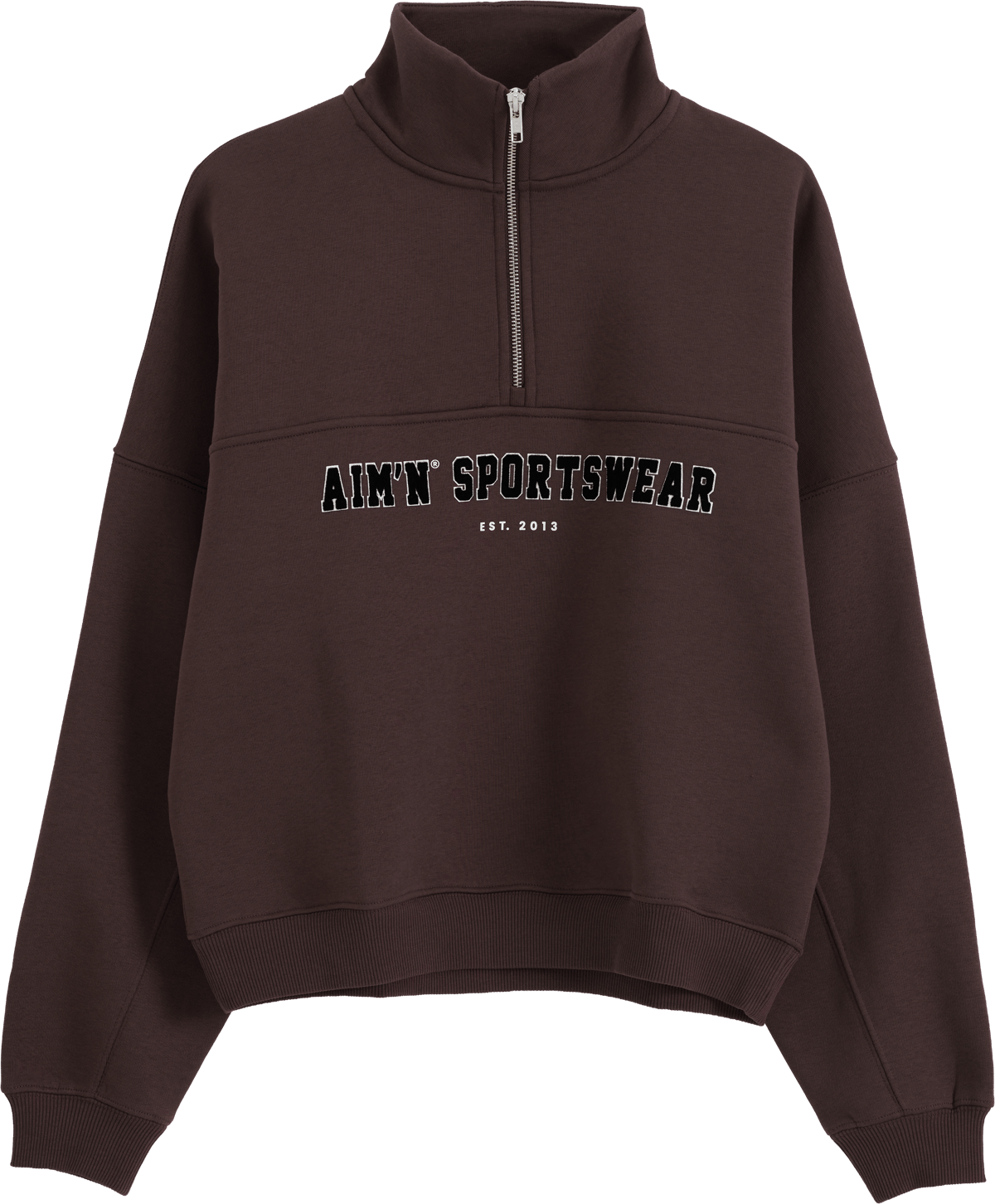 Aim'n Women's Varsity Sweat Half Zip Chocolate