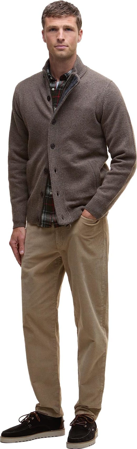 Barbour Men's Elbow-Patch Cardigan Dark Stone Barbour