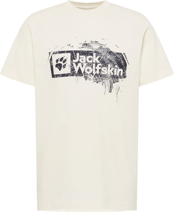 Jack Wolfskin Men's Brand Tee Wood Cotton White Jack Wolfskin