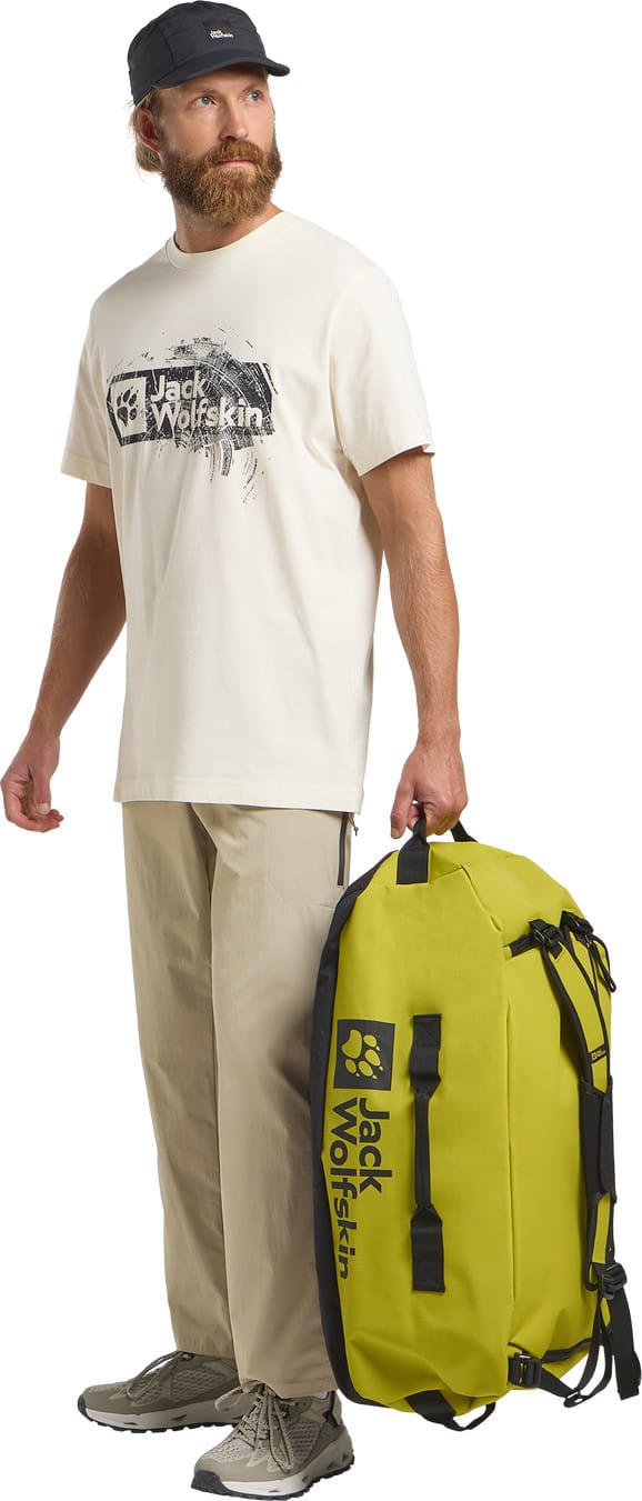 Jack Wolfskin Men's Brand Tee Wood Cotton White Jack Wolfskin