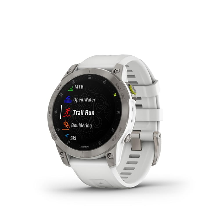 Garmin Epix 2 Sapphire, Carrera White/Silver Titanium Dlc W/White Band Garmin Garmin Epix 2 Sapphire, Carrera White/Silver Titanium Dlc W/White Band Garmin