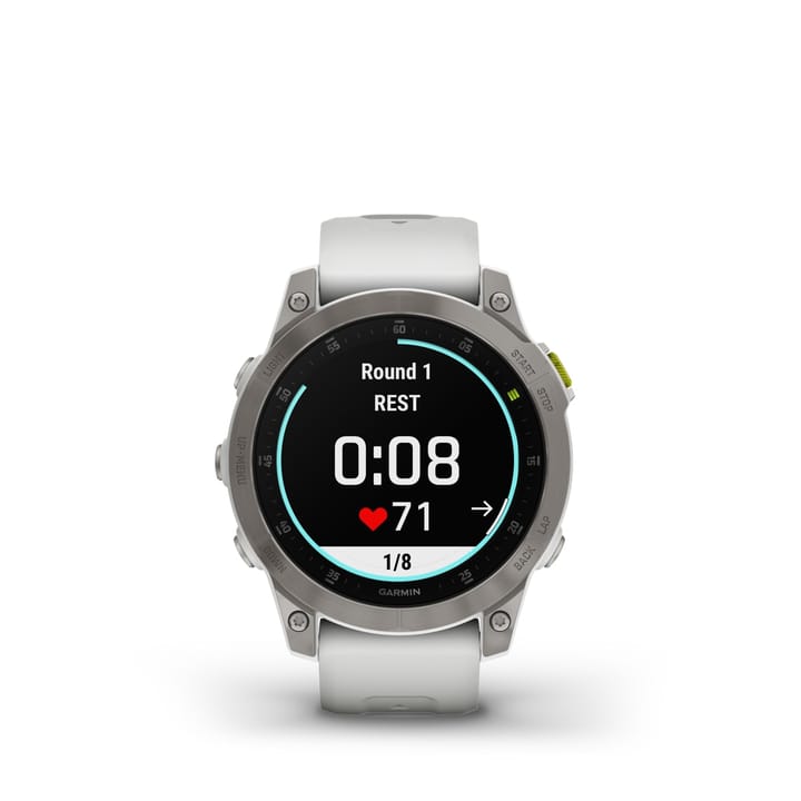 Garmin Epix 2 Sapphire, Carrera White/Silver Titanium Dlc W/White Band Garmin Garmin Epix 2 Sapphire, Carrera White/Silver Titanium Dlc W/White Band Garmin