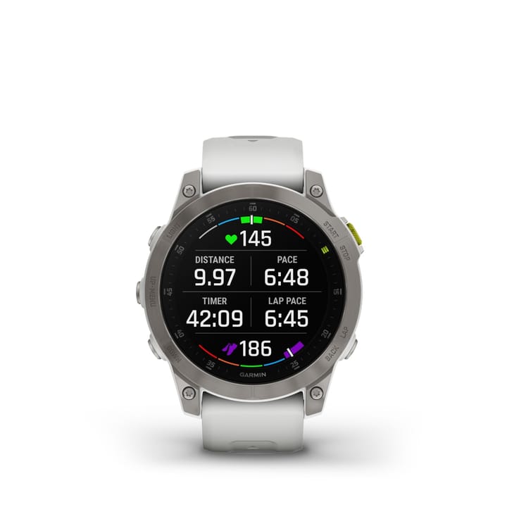 Garmin Epix 2 Sapphire, Carrera White/Silver Titanium Dlc W/White Band Garmin Garmin Epix 2 Sapphire, Carrera White/Silver Titanium Dlc W/White Band Garmin