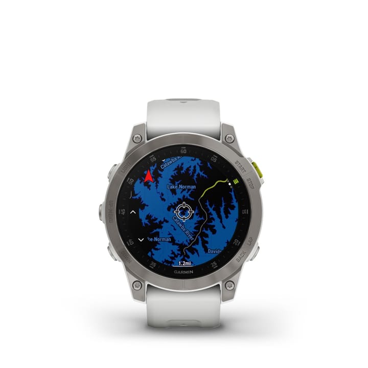 Garmin Epix 2 Sapphire, Carrera White/Silver Titanium Dlc W/White Band Garmin Garmin Epix 2 Sapphire, Carrera White/Silver Titanium Dlc W/White Band Garmin