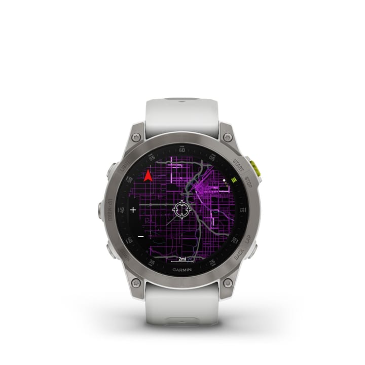 Garmin Epix 2 Sapphire, Carrera White/Silver Titanium Dlc W/White Band Garmin Garmin Epix 2 Sapphire, Carrera White/Silver Titanium Dlc W/White Band Garmin