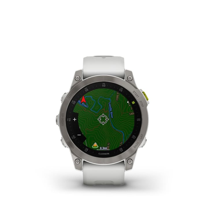 Garmin Epix 2 Sapphire, Carrera White/Silver Titanium Dlc W/White Band Garmin Garmin Epix 2 Sapphire, Carrera White/Silver Titanium Dlc W/White Band Garmin