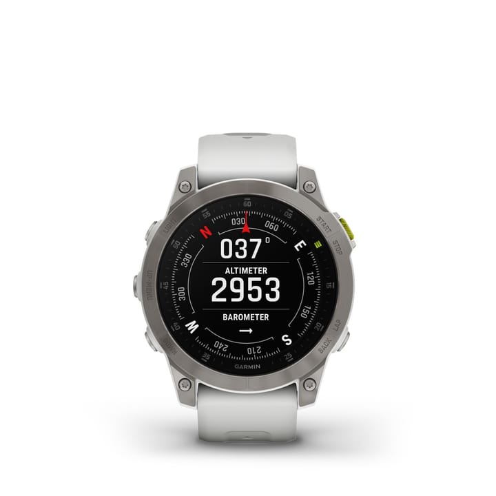 Garmin Epix 2 Sapphire, Carrera White/Silver Titanium Dlc W/White Band Garmin Garmin Epix 2 Sapphire, Carrera White/Silver Titanium Dlc W/White Band Garmin
