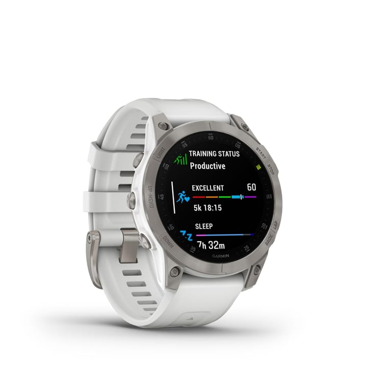 Garmin Epix 2 Sapphire, Carrera White/Silver Titanium Dlc W/White Band Garmin Garmin Epix 2 Sapphire, Carrera White/Silver Titanium Dlc W/White Band Garmin