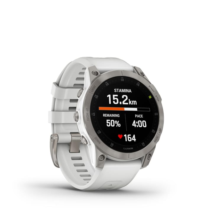 Garmin Epix 2 Sapphire, Carrera White/Silver Titanium Dlc W/White Band Garmin Garmin Epix 2 Sapphire, Carrera White/Silver Titanium Dlc W/White Band Garmin