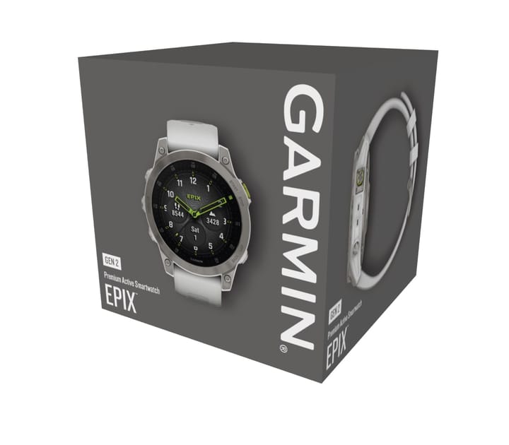 Garmin Epix 2 Sapphire, Carrera White/Silver Titanium Dlc W/White Band Garmin Garmin Epix 2 Sapphire, Carrera White/Silver Titanium Dlc W/White Band Garmin