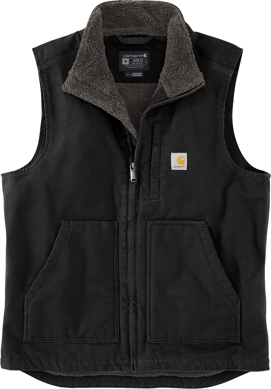 Carhartt Men's Washed Duck Lined Mock Neck Vest Black | Buy