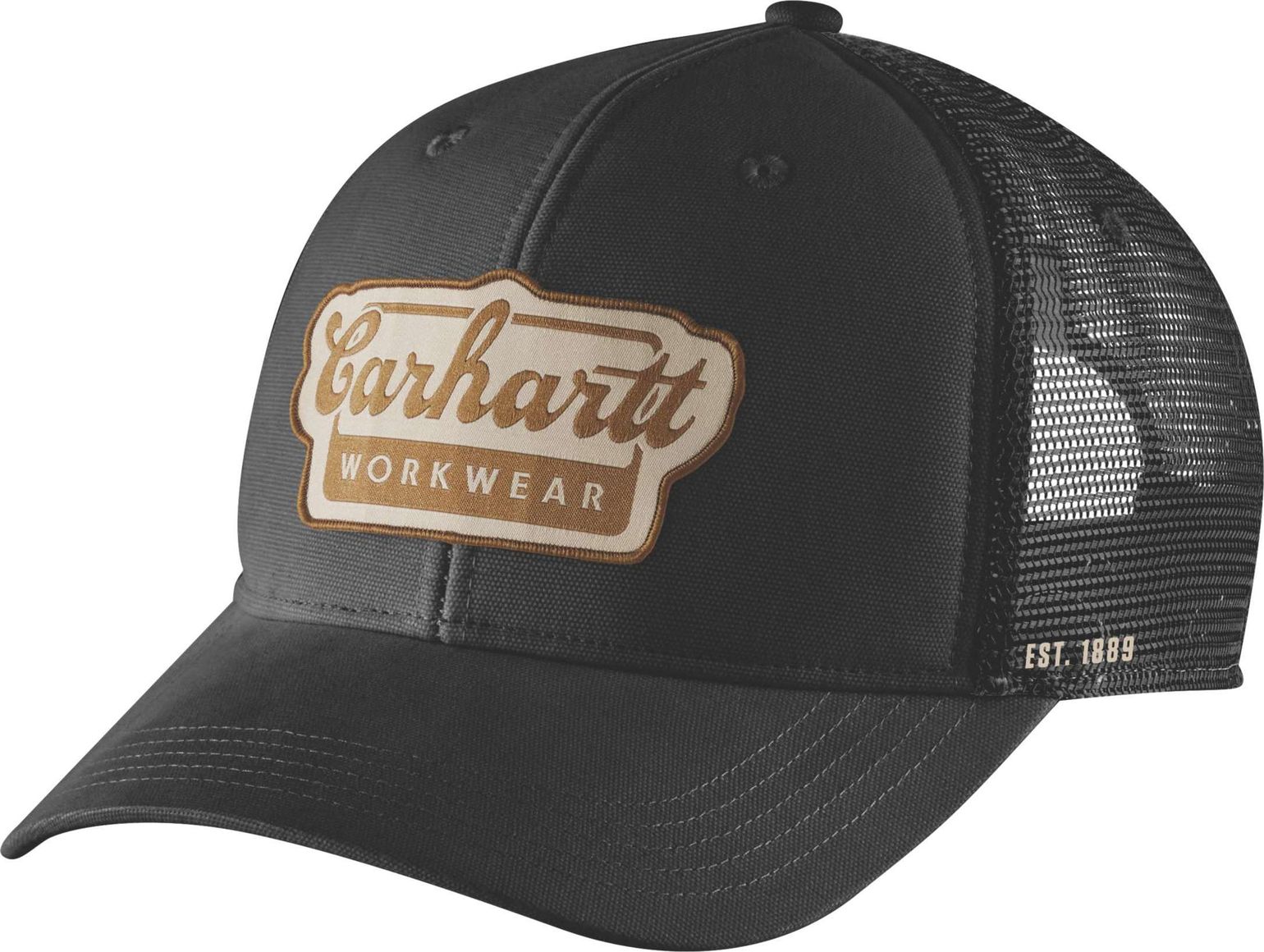 Carhartt Men's Twill Mesh-Back Script Patch Cap Black