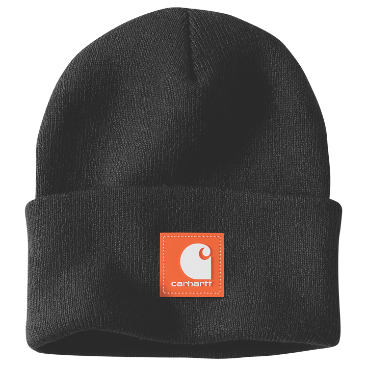 Carhartt Rubber Patch Watch Cap Beanie Black/Worksite Orange Carhartt