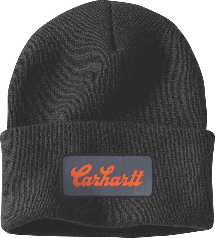 Carhartt Men's Knit Cuffed Script Patch Beanie Black Carhartt