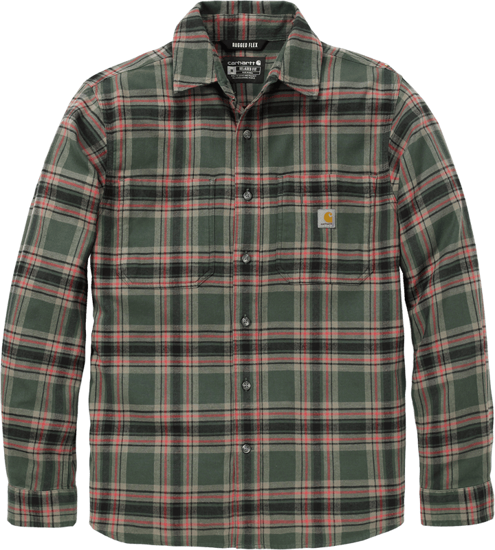 Carhartt Men's Hamilton Relaxed Ls Plaid Shirt Forestry Green/amber Terrain Carhartt