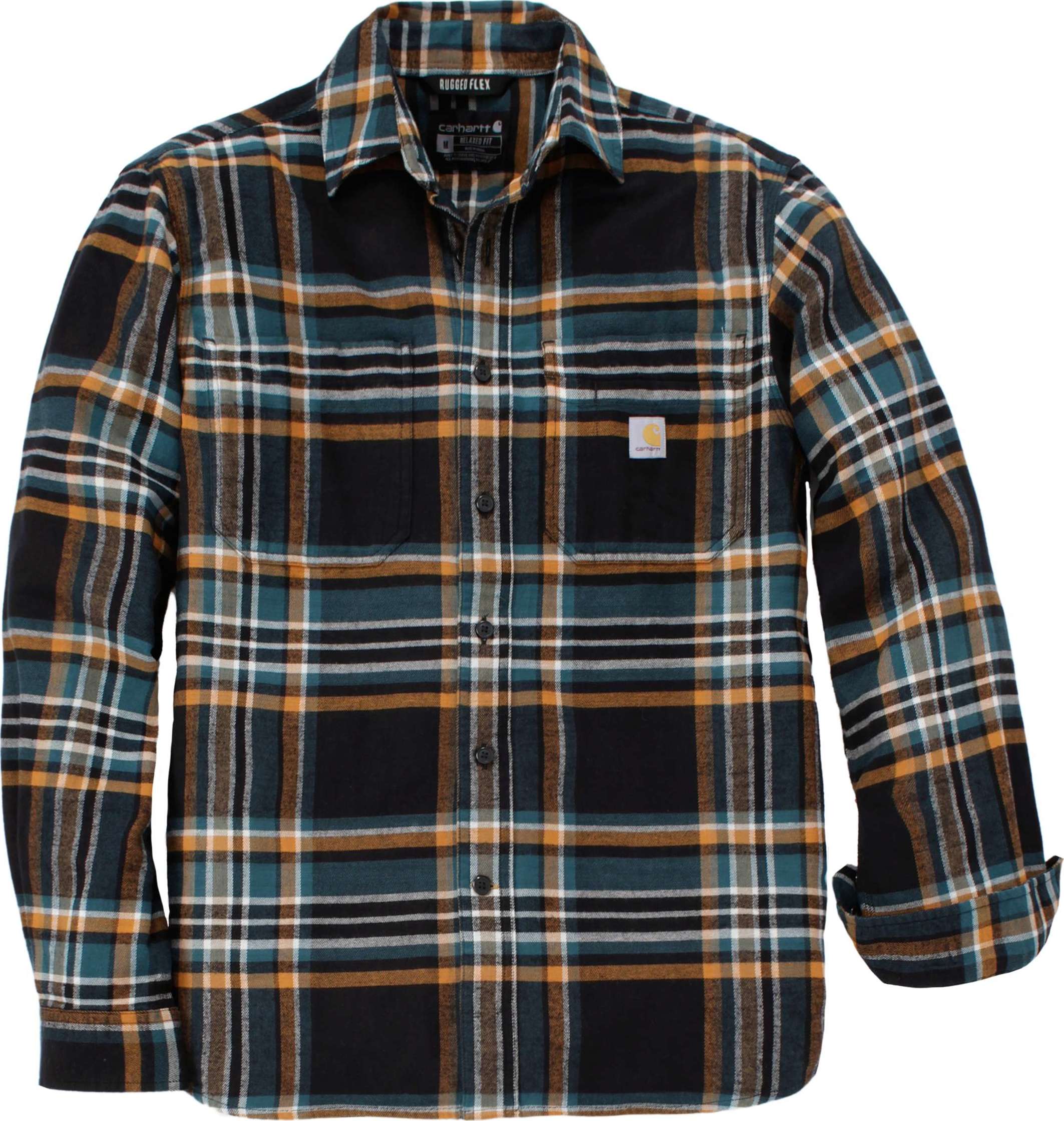 Carhartt Men's Flannel Long-Sleeve Plaid Shirt Black Långärmade skjortor XXL