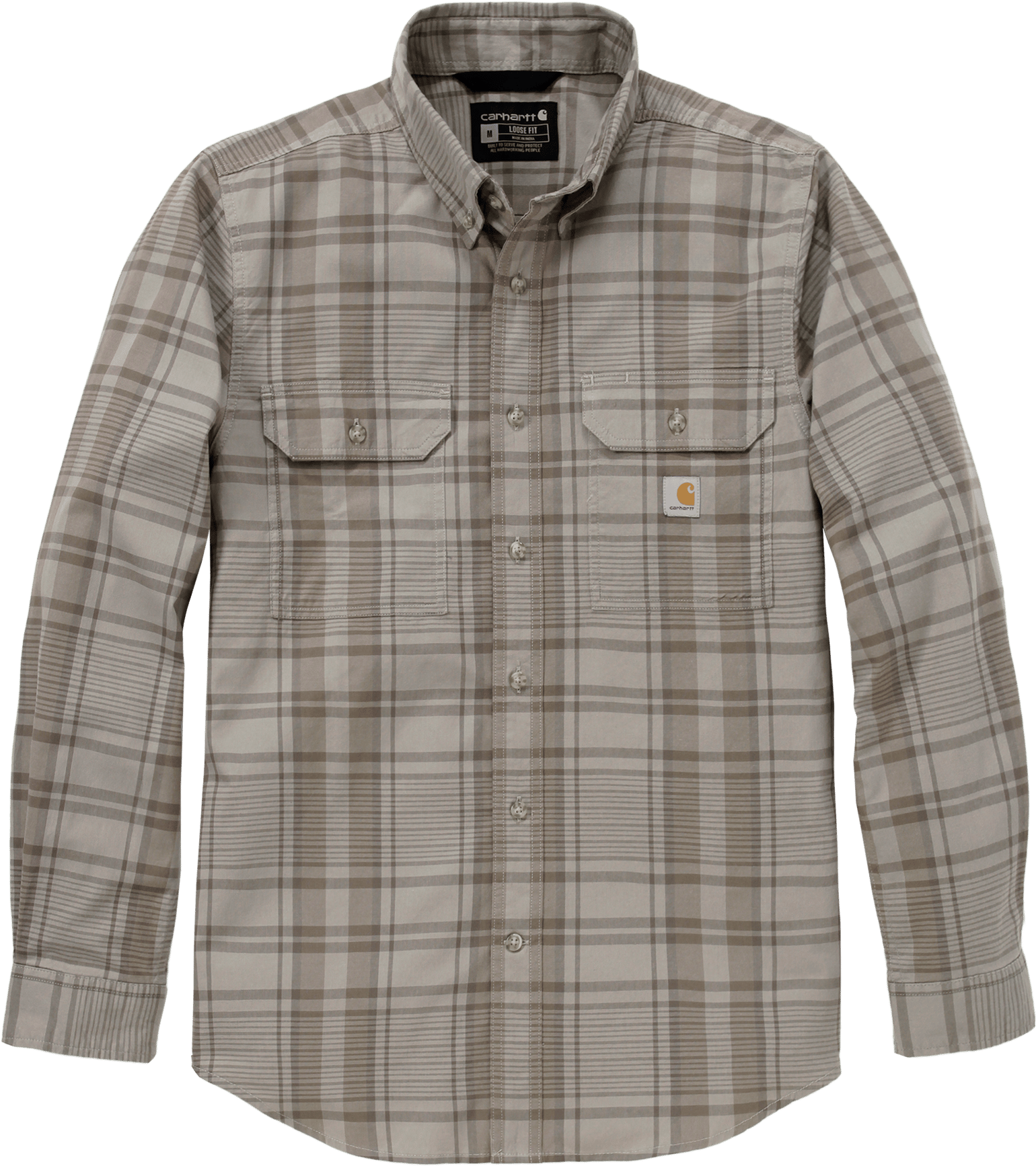 Carhartt Men's Fort Loose Ls Plaid Shirt Gray Dunes