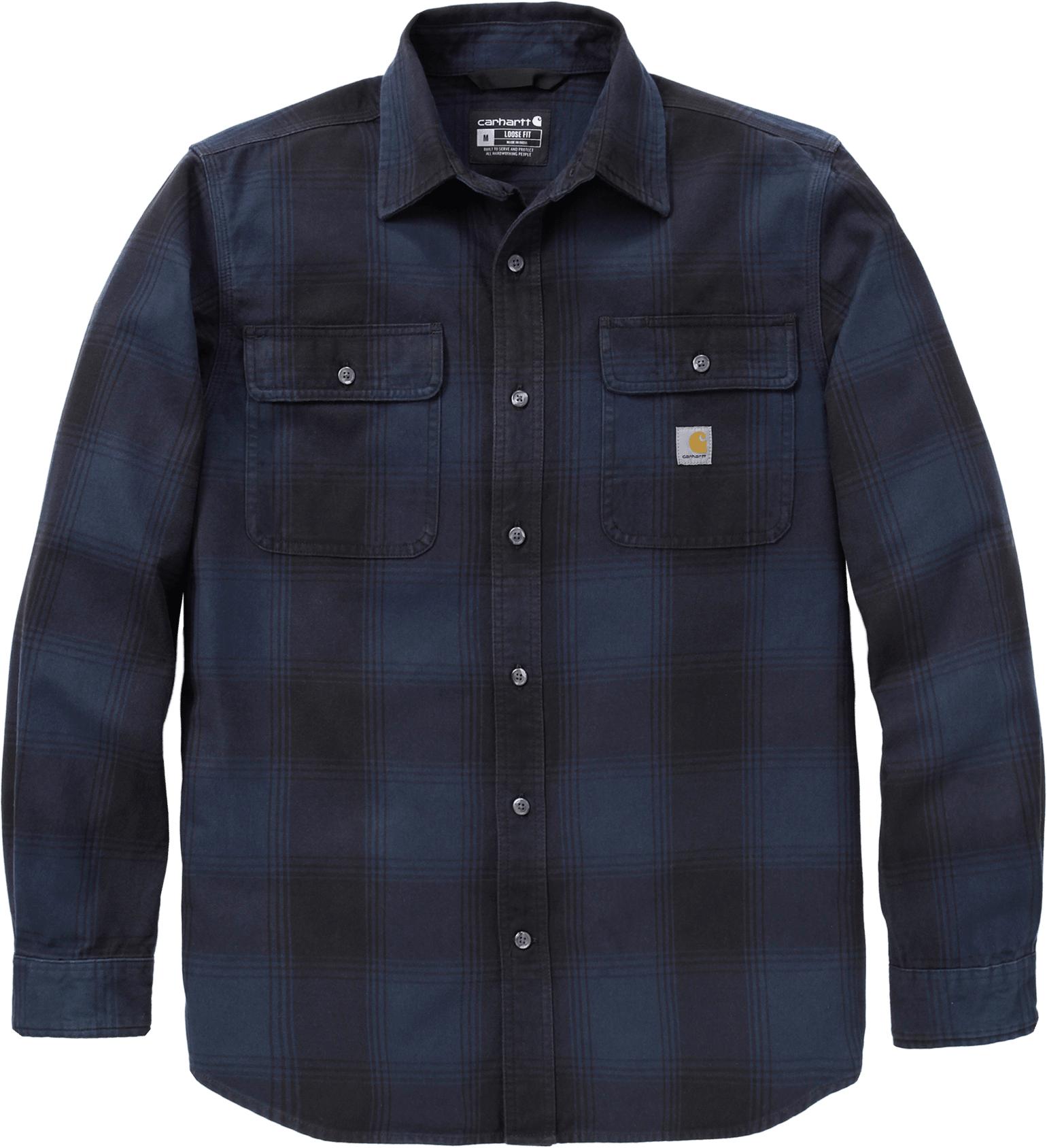 Carhartt Men's Hubbard Loose Ls Plaid Shirt Deep Smoke Blue
