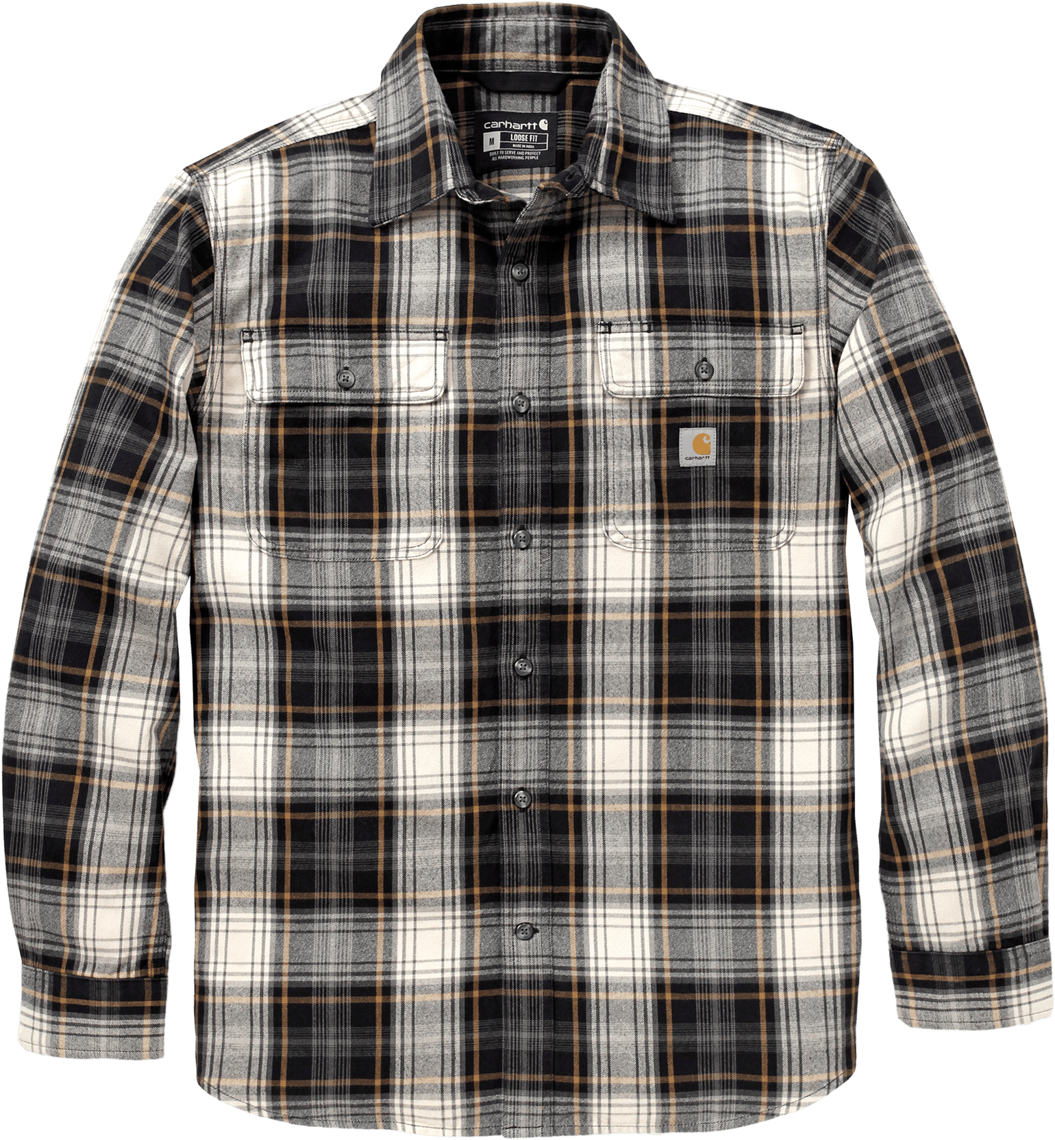 Carhartt Men's Hubbard Loose Ls Plaid Shirt Black