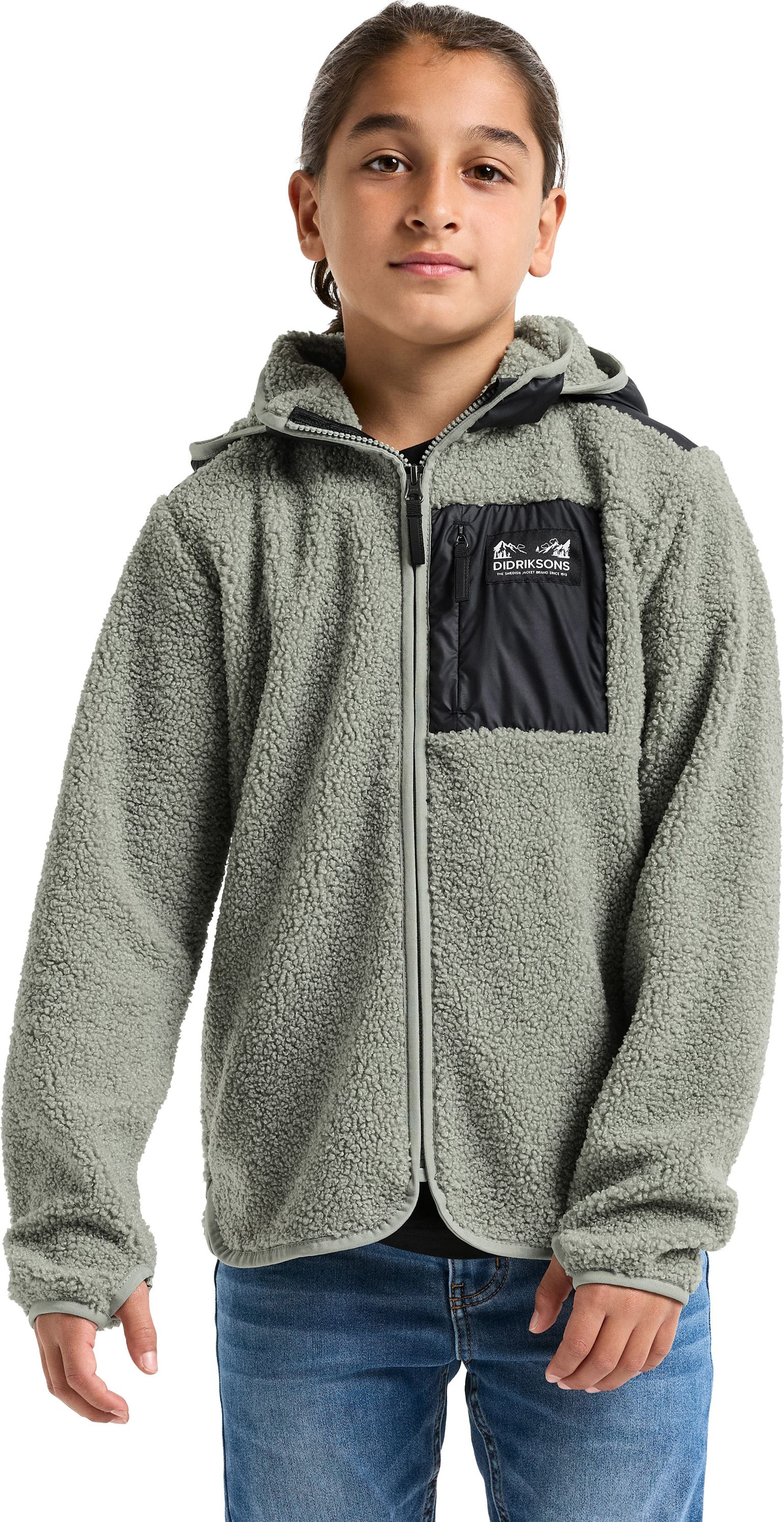 Didriksons Kids' Exa Full Zip 3 Wilted Leaf