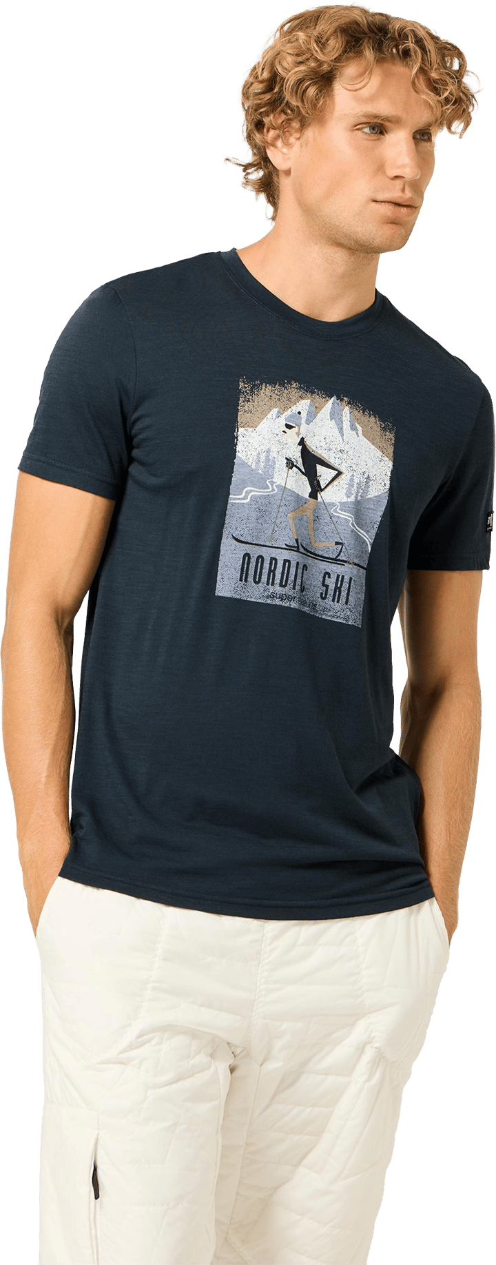 super.natural Men´s Nordic Ski Tee Blueberry/various super.natural