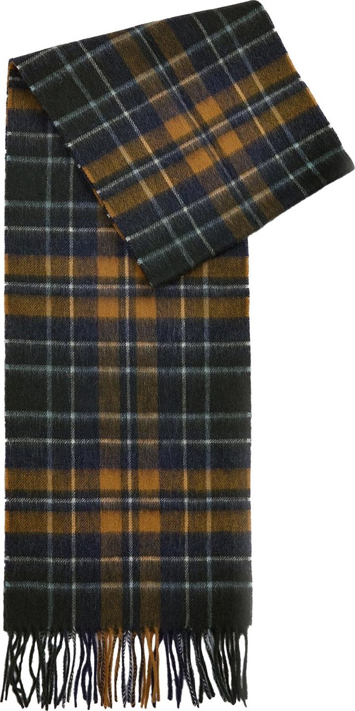 Barbour Unisex New Check Scarf Forest/Bronze Brown Barbour