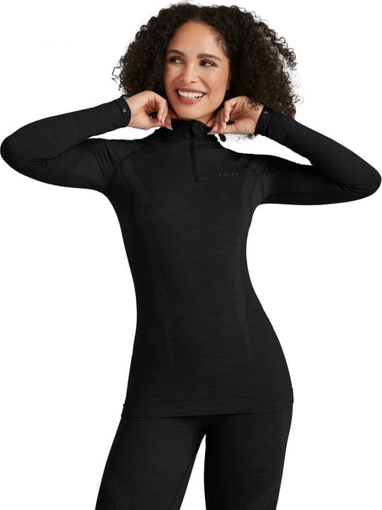 Falke Women's Long Sleeve Zip Wool-Tech Black Falke