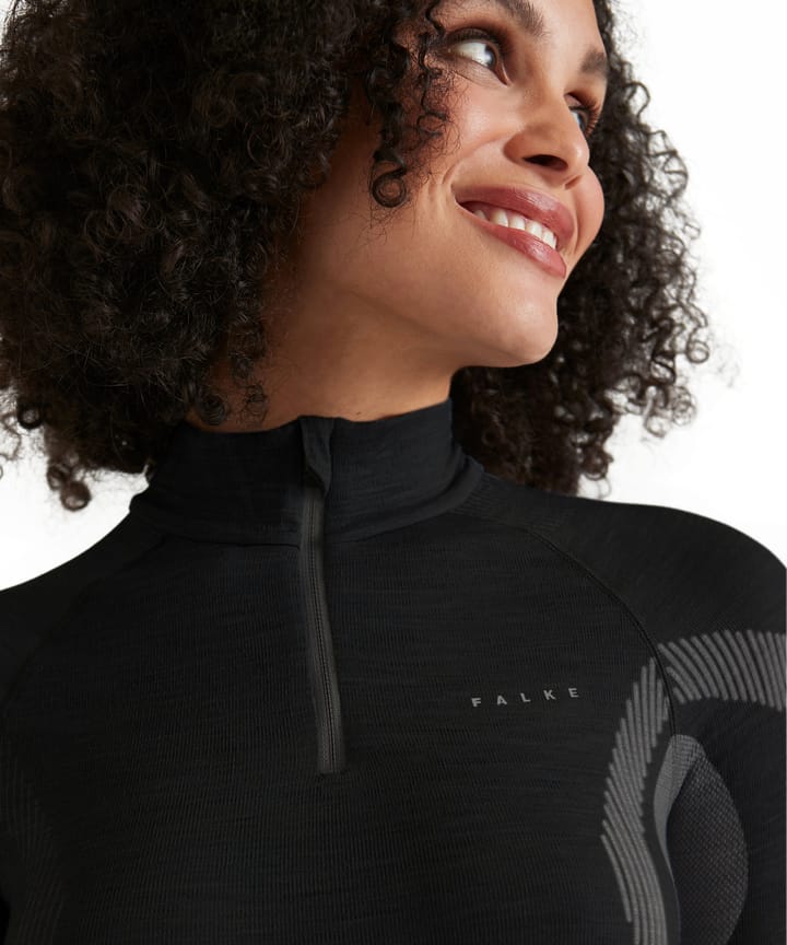 Falke Women's Long Sleeve Zip Wool-Tech Black Falke