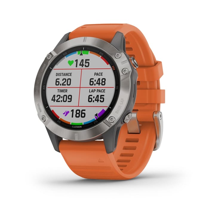 Garmin Fenix 6 Sapphire Titanium Gray w/ Orange Band Garmin Garmin Fenix 6 Sapphire Titanium Gray w/ Orange Band Garmin