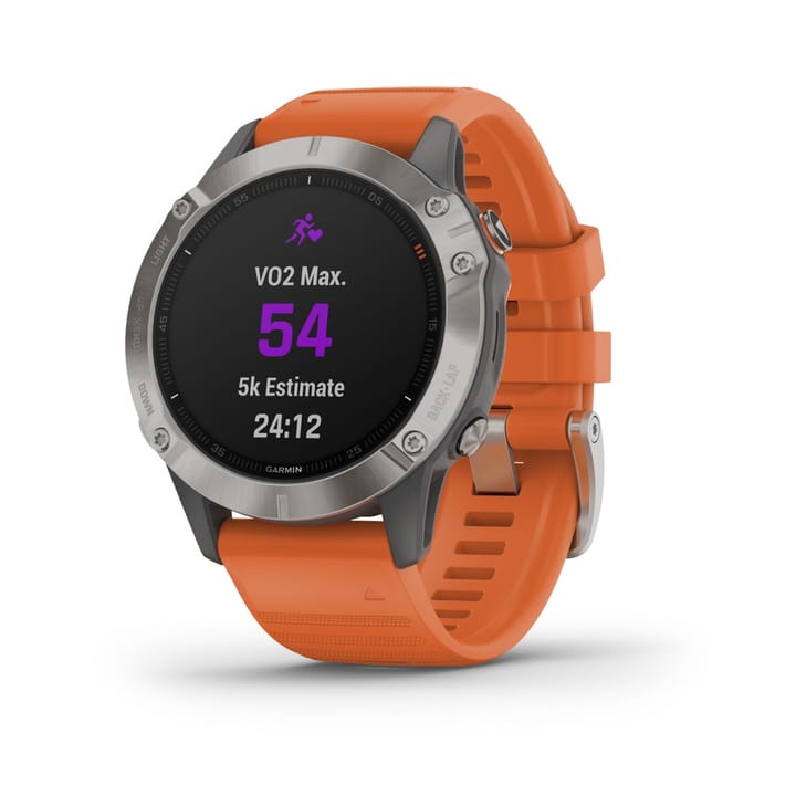 Garmin Fenix 6 Sapphire Titanium Gray w/ Orange Band Garmin Garmin Fenix 6 Sapphire Titanium Gray w/ Orange Band Garmin