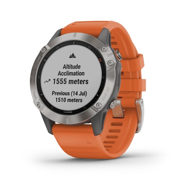 Garmin Fenix 6 Sapphire Titanium Gray w/ Orange Band Garmin Garmin Fenix 6 Sapphire Titanium Gray w/ Orange Band Garmin