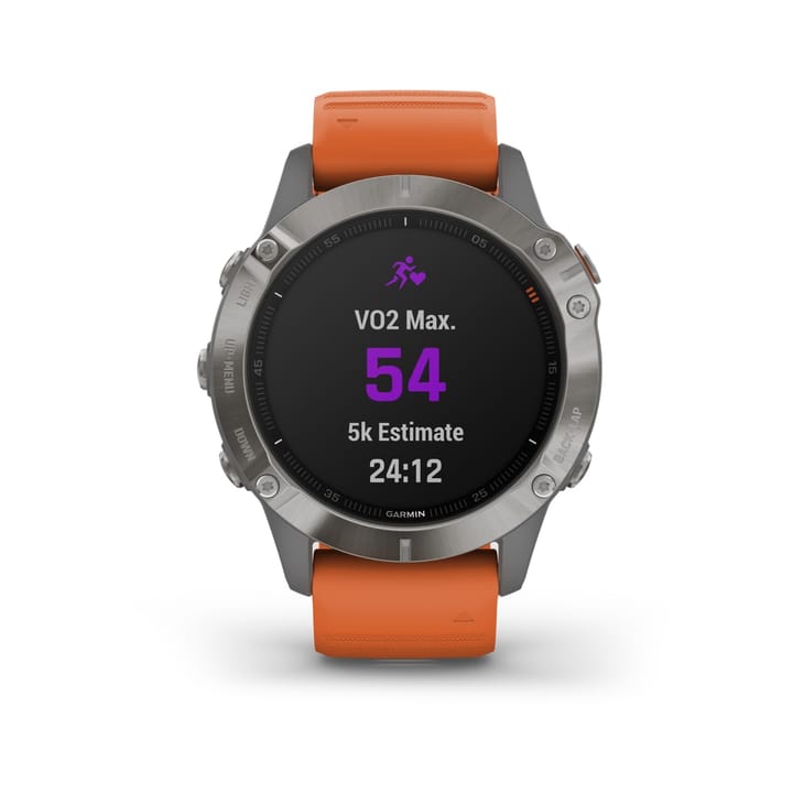 Garmin Fenix 6 Sapphire Titanium Gray w/ Orange Band Garmin Garmin Fenix 6 Sapphire Titanium Gray w/ Orange Band Garmin