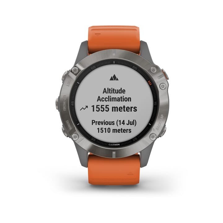Garmin Fenix 6 Sapphire Titanium Gray w/ Orange Band Garmin Garmin Fenix 6 Sapphire Titanium Gray w/ Orange Band Garmin