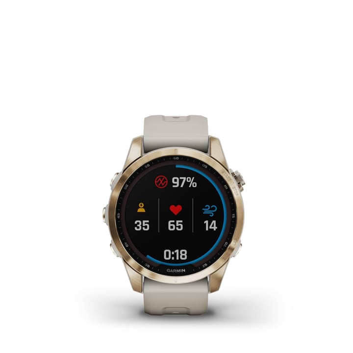 Garmin Fenix 7s Sapphire Solar, Cream Gold Titanium Dlc W/Light Sand Band Garmin Garmin Fenix 7s Sapphire Solar, Cream Gold Titanium Dlc W/Light Sand Band Garmin