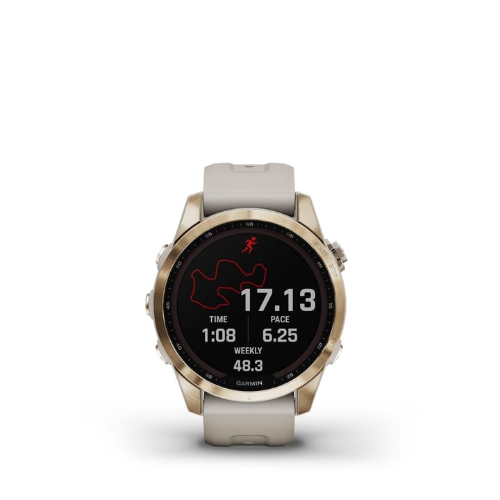 Garmin Fenix 7s Sapphire Solar, Cream Gold Titanium Dlc W/Light Sand Band Garmin Garmin Fenix 7s Sapphire Solar, Cream Gold Titanium Dlc W/Light Sand Band Garmin