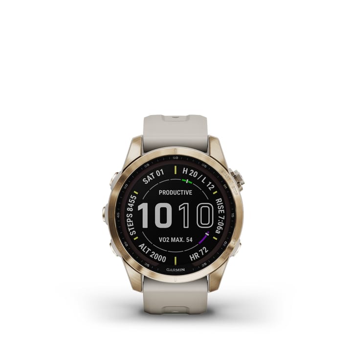 Garmin Fenix 7s Sapphire Solar, Cream Gold Titanium Dlc W/Light Sand Band Garmin Garmin Fenix 7s Sapphire Solar, Cream Gold Titanium Dlc W/Light Sand Band Garmin