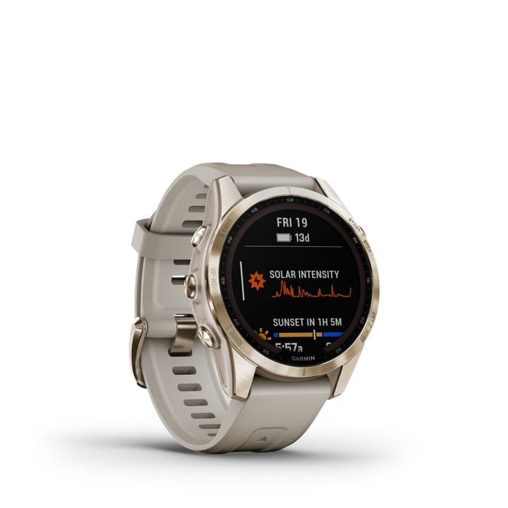 Garmin Fenix 7s Sapphire Solar, Cream Gold Titanium Dlc W/Light Sand Band Garmin Garmin Fenix 7s Sapphire Solar, Cream Gold Titanium Dlc W/Light Sand Band Garmin