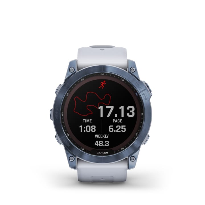 Garmin Fenix 7x Sapphire Solar, Mineral Blue Titanium Dlc W/Whitestone Band Garmin