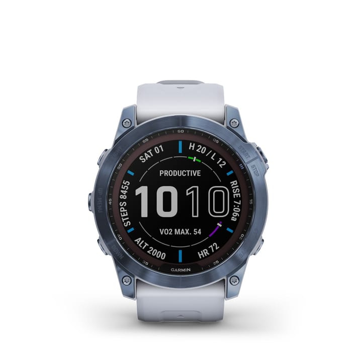 Garmin Fenix 7x Sapphire Solar, Mineral Blue Titanium Dlc W/Whitestone Band Garmin