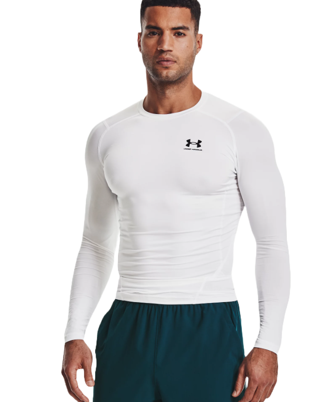 Under Armour Men's UA HG Armour Comp Long Sleeve White Långärmade träningströjor XXL
