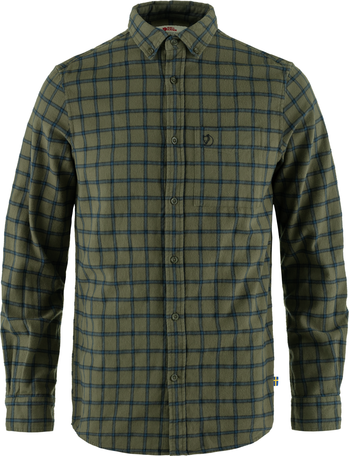Fjällräven Men's Övik Flannel Shirt Laurel Green-Indigo Blue Långärmade skjortor S