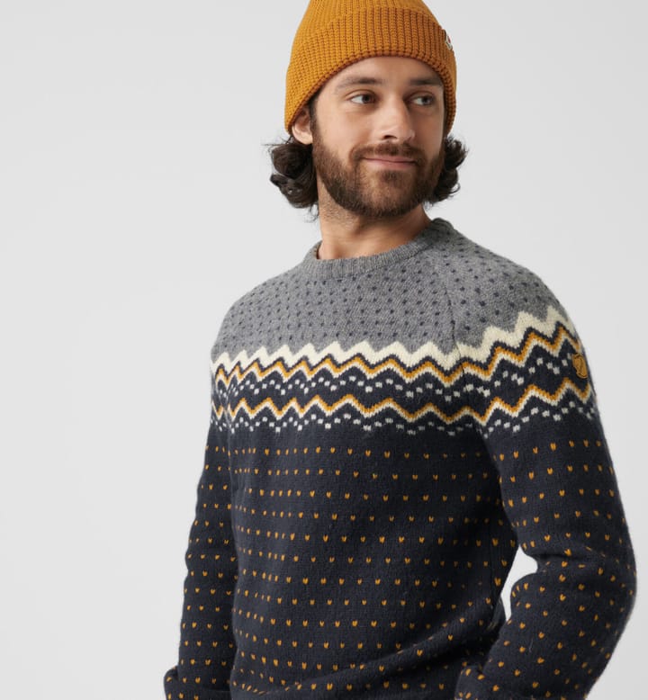 Men's Övik Knit Sweater Dark Navy-Terracotta Brown Fjällräven