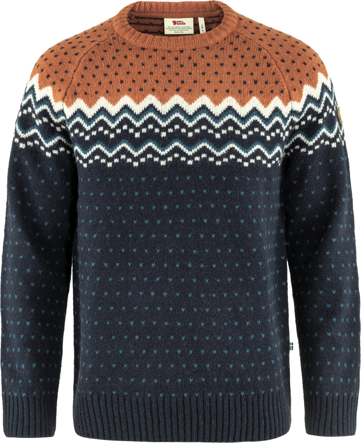 Men’s Övik Knit Sweater Dark Navy-Terracotta Brown