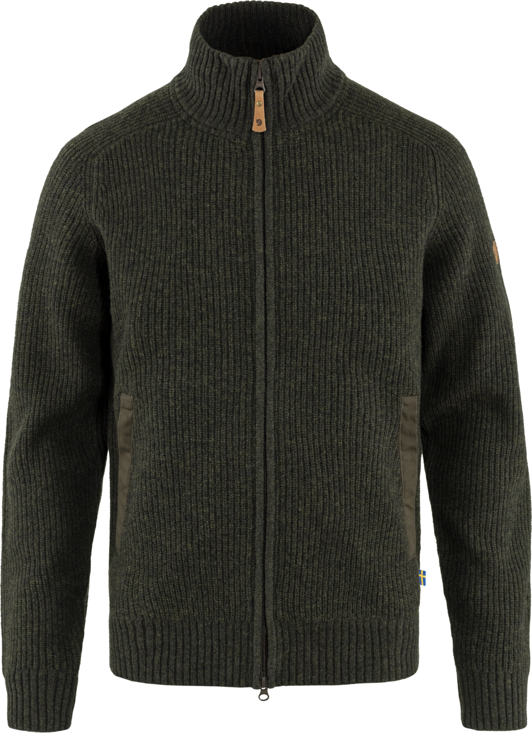 Fjällräven Men's Övik Zip Cardigan Knit Dark Olive Mellomlag trøyer S