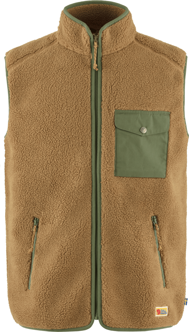 Fjällräven Men's Vardag Pile Fleece Vest Buckwheat Brown-Laurel Green Fjällräven