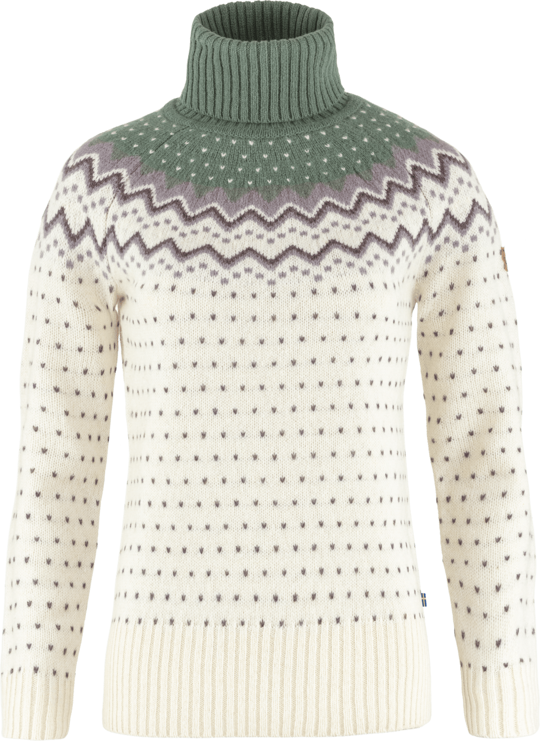 Women's Övik Knit Roller Neck Chalk White-Patina Green