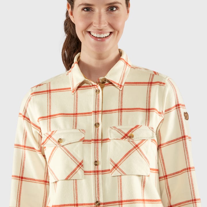 Women's Övik Twill Shirt Long Sleeve Chalk White-Cabin Red Fjällräven